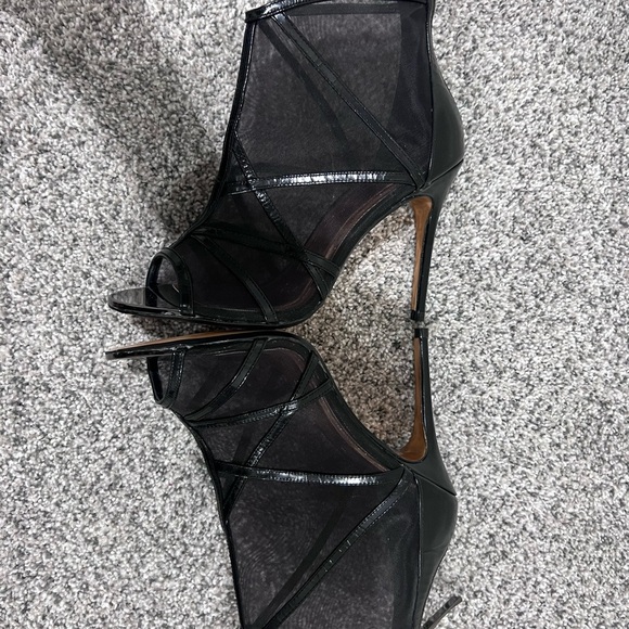 TED BAKER LONDON Taminaa Mesh Leather Peep Toe Heel Booties Black Size US 6.5 - Picture 6 of 11